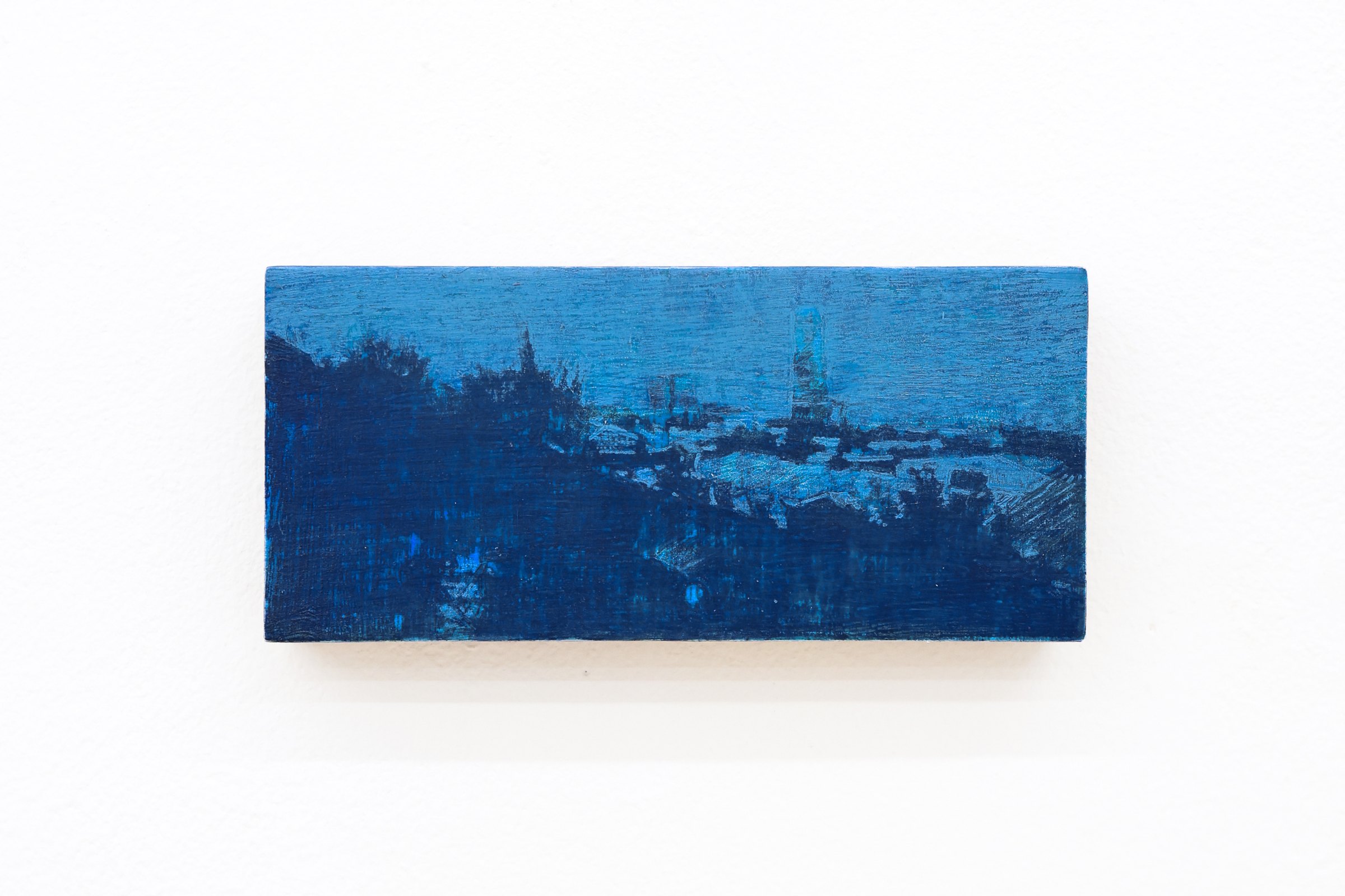 Mtatsminda Turn 12. Closer view of the painting, its layered cobalt and navy-blue brushwork.