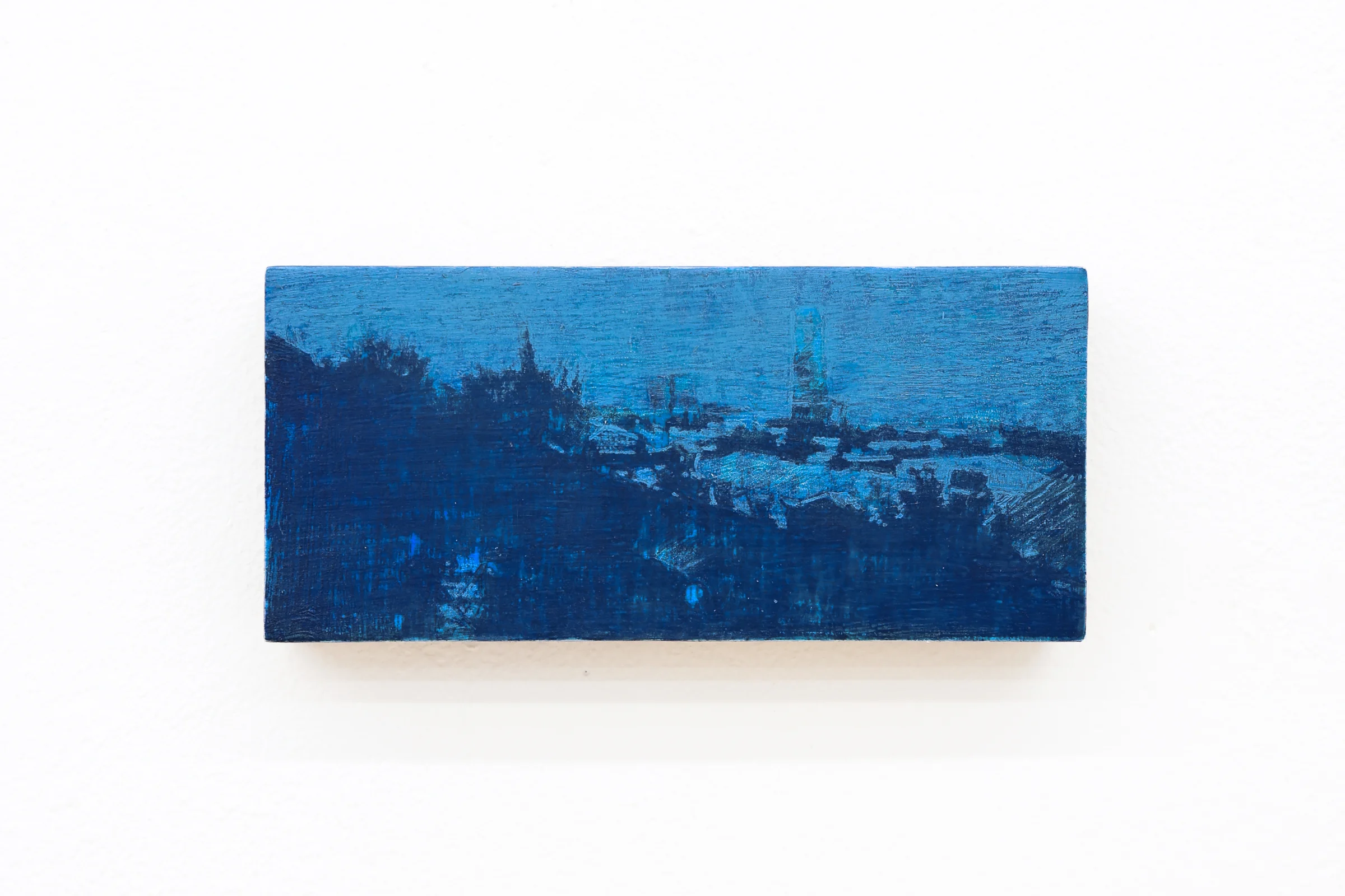 Mtatsminda Turn 12. Closer view of the painting, its layered cobalt and navy-blue brushwork.