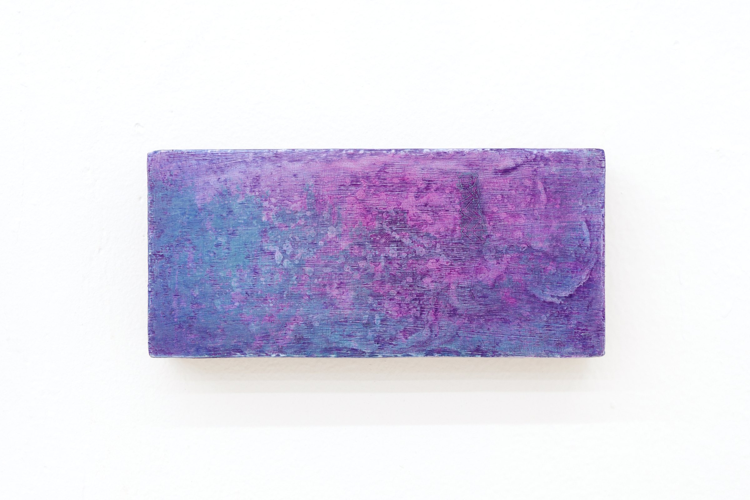 Mtatsminda Turn 13. Closer view of the painting, its violet and magenta surface and delicate texture.
