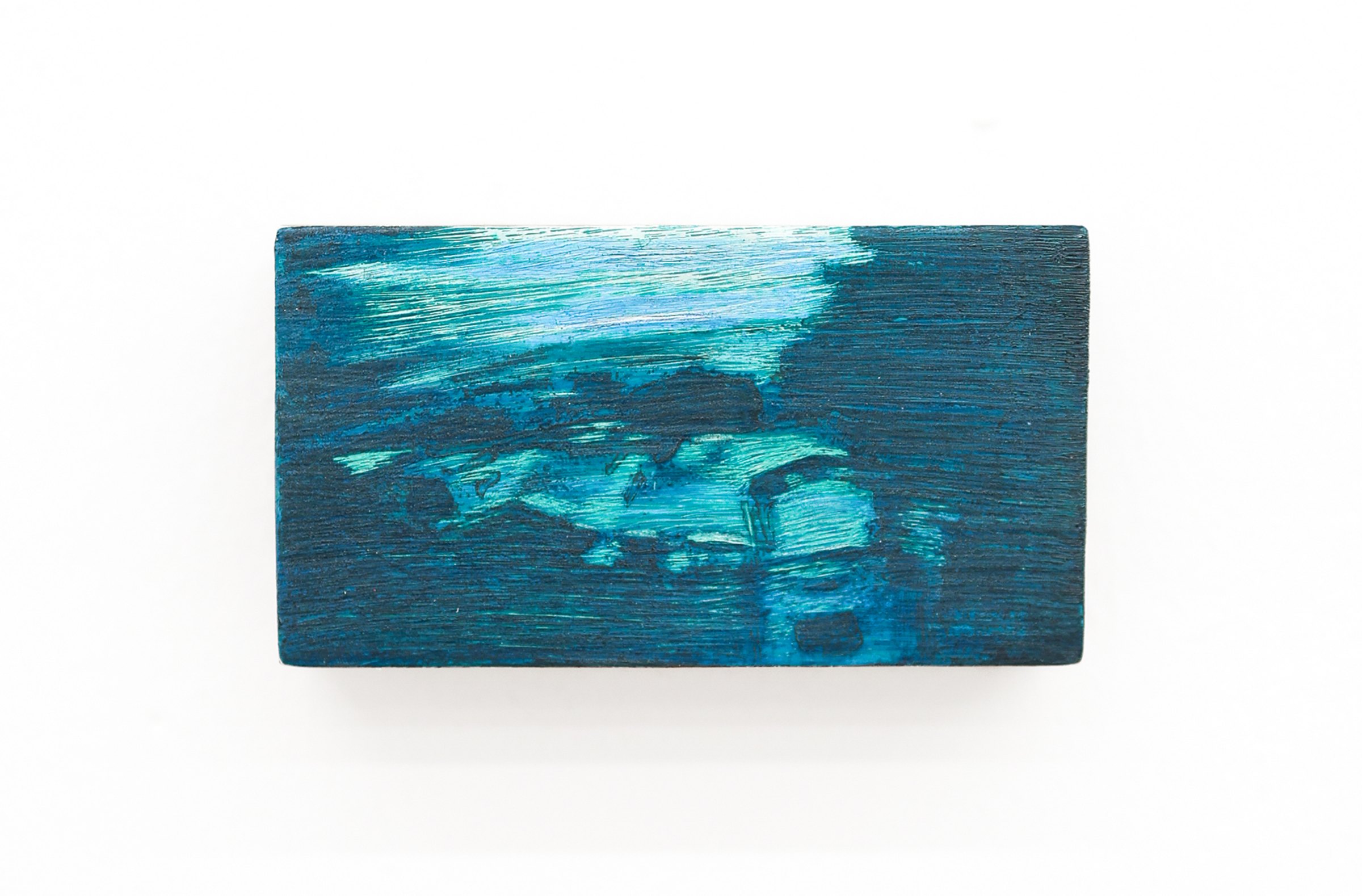 Mtatsminda Turn 3. Closer view of the painting, its turquoise and dark-teal brushwork.