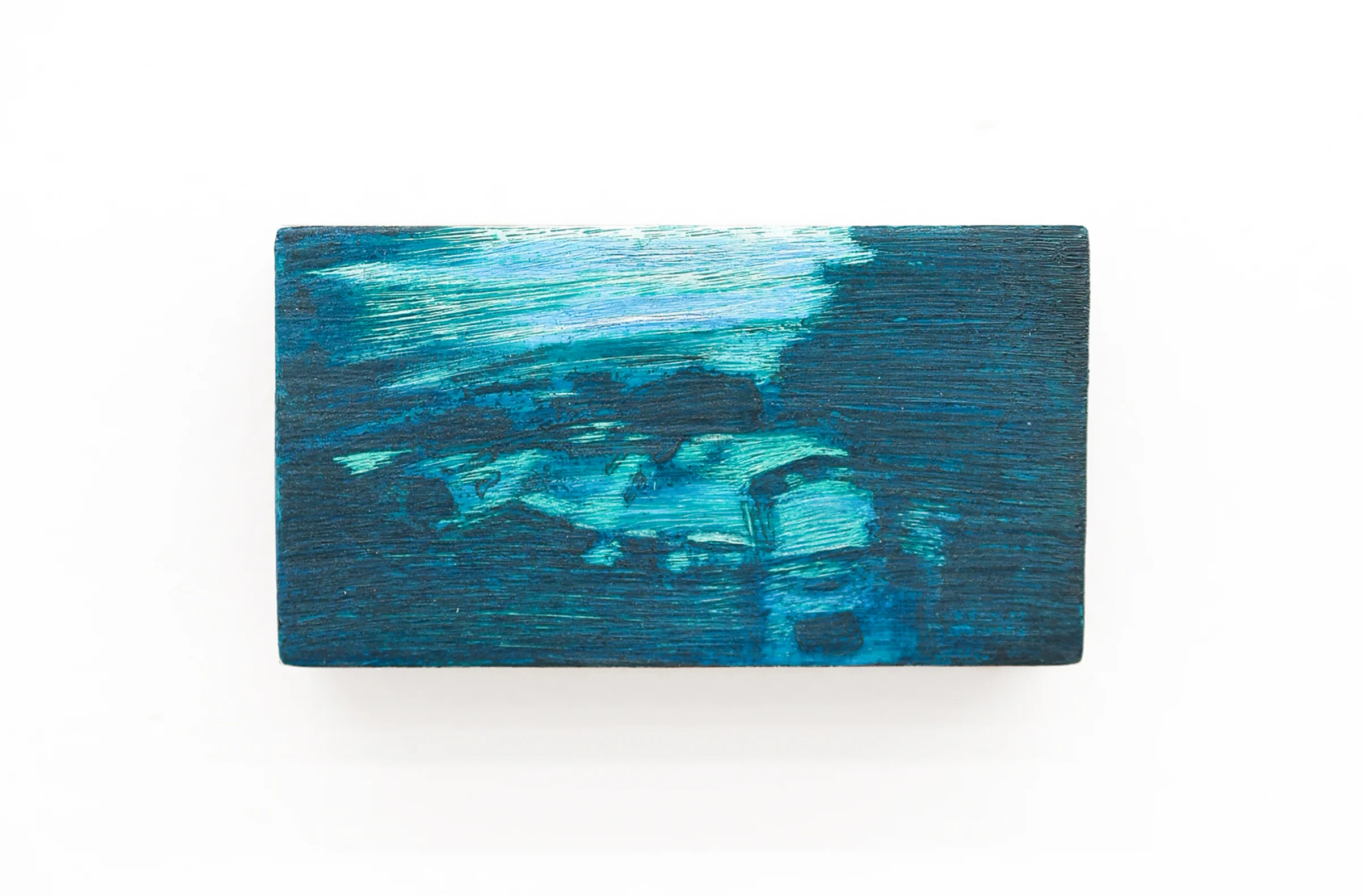 Mtatsminda Turn 3. Closer view of the painting, its turquoise and dark-teal brushwork.