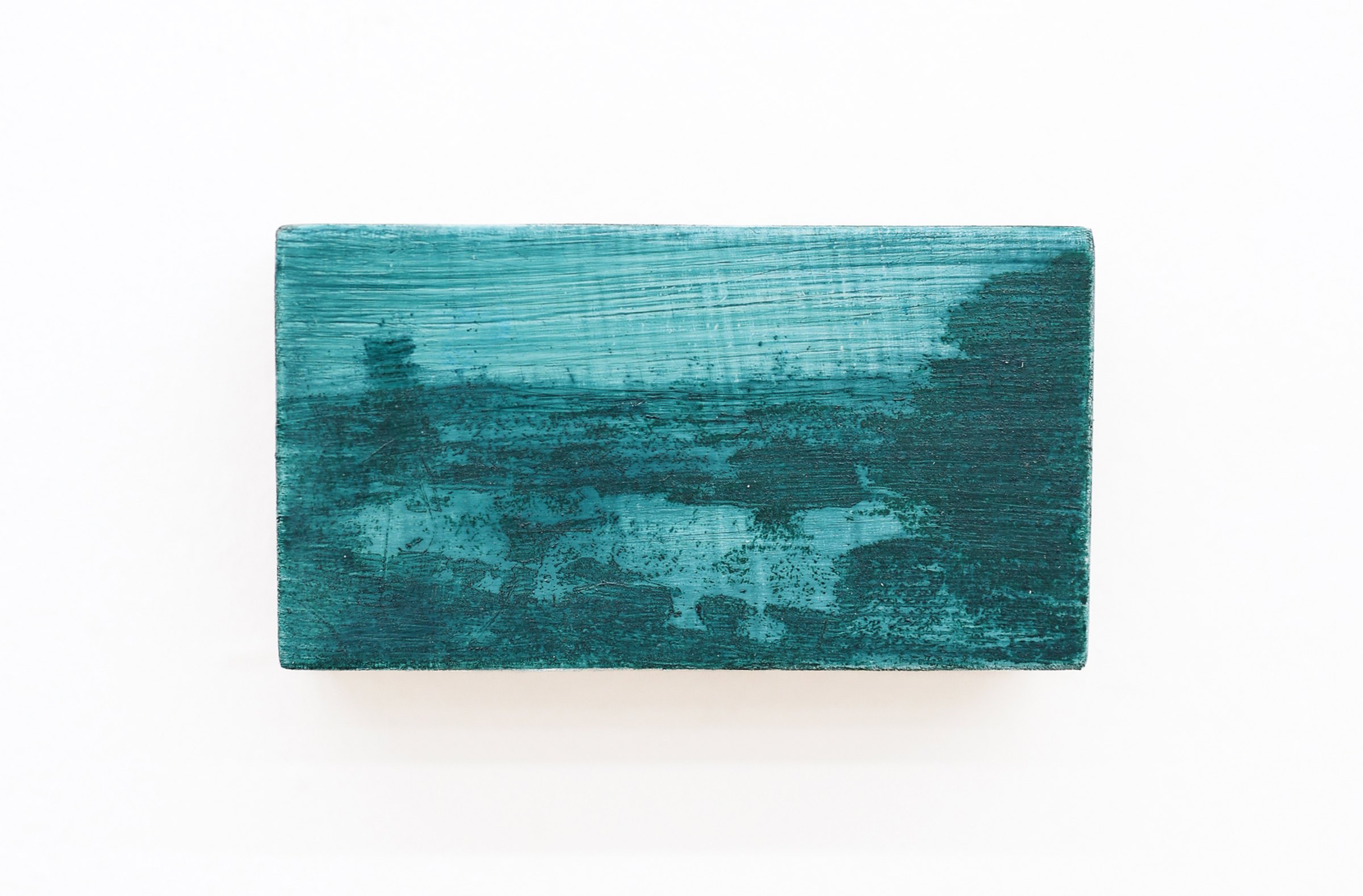 Mtatsminda Turn 4. Closer view of the painting, its teal and green brushwork.