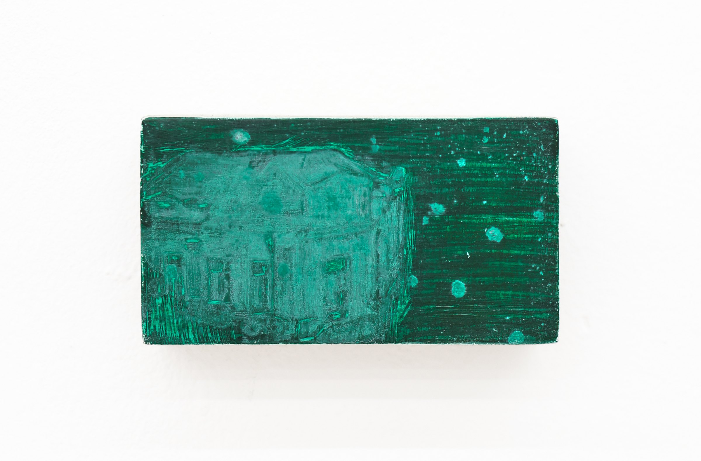Mtatsminda Turn 7. Closer view of the painting, the pale building and speckled emerald night.